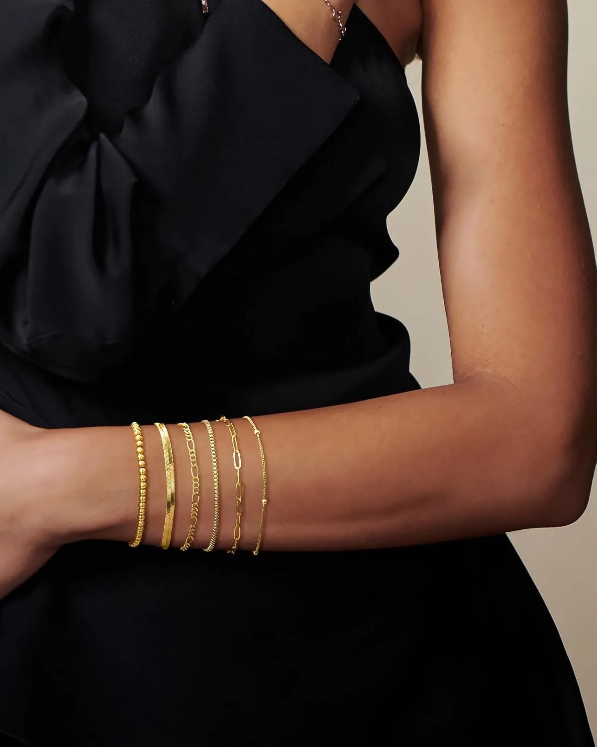 Womens Waterproof Gold Bracelet 14K Plated Jewelry Set Fashion ThinPaint Stackable Cuban Link Paper Clip Chain 250410