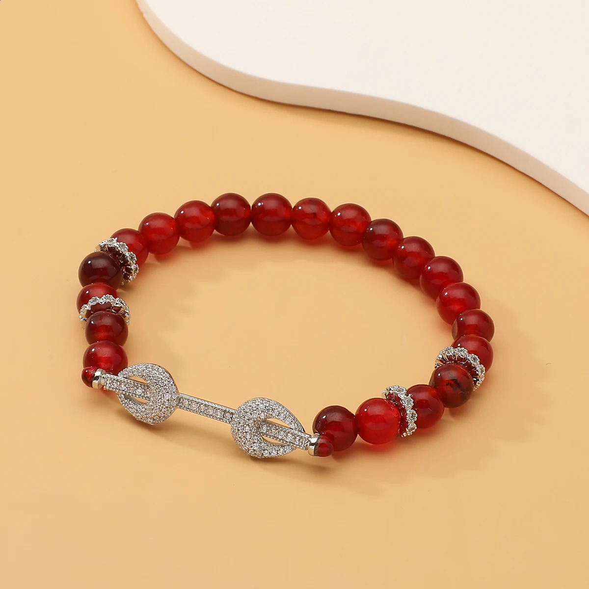 Womens Fashion Natural Stone Colored Bead Elastic Bracelet Zircon Crystal Bead Smart Party Jewelry 250407