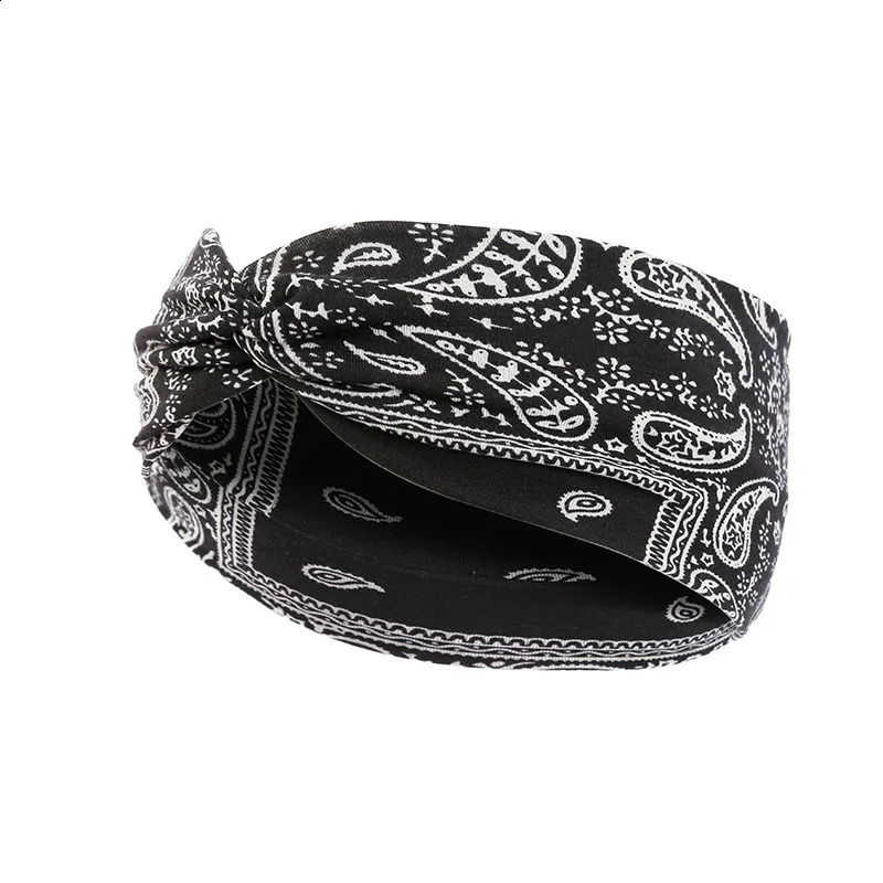 Paisley Cashew flowers hair bands Pilates Elastic Yoga Headband fitness Running Cycling Sweatband Turban Makeup Hair Hoop Makeup 250410