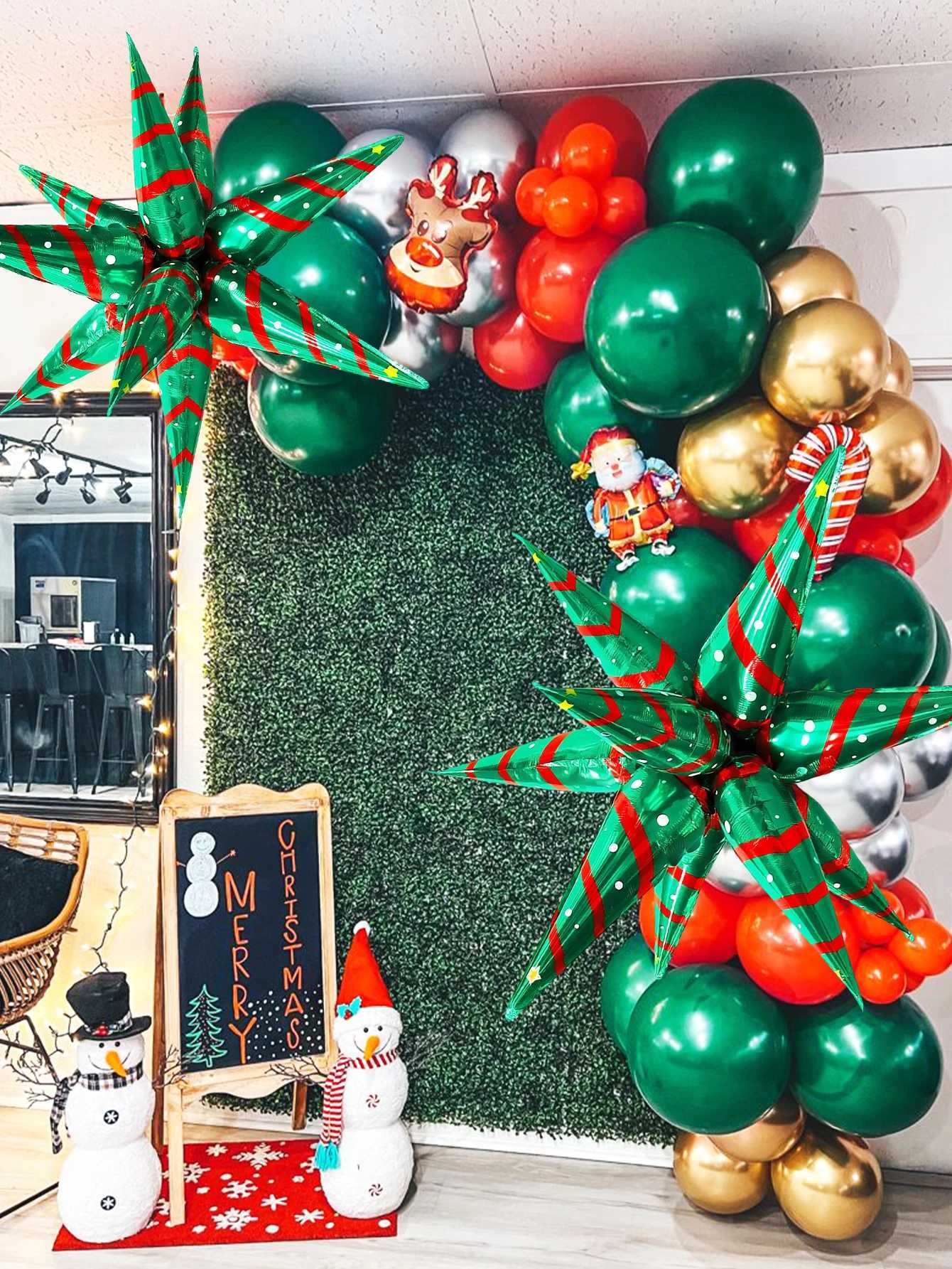 Christmas Christmas Exploding Star Aluminum Foil Balloon Christmas Party Birthday New Year Santa Claus Snowman Party New Years Eve Y251111