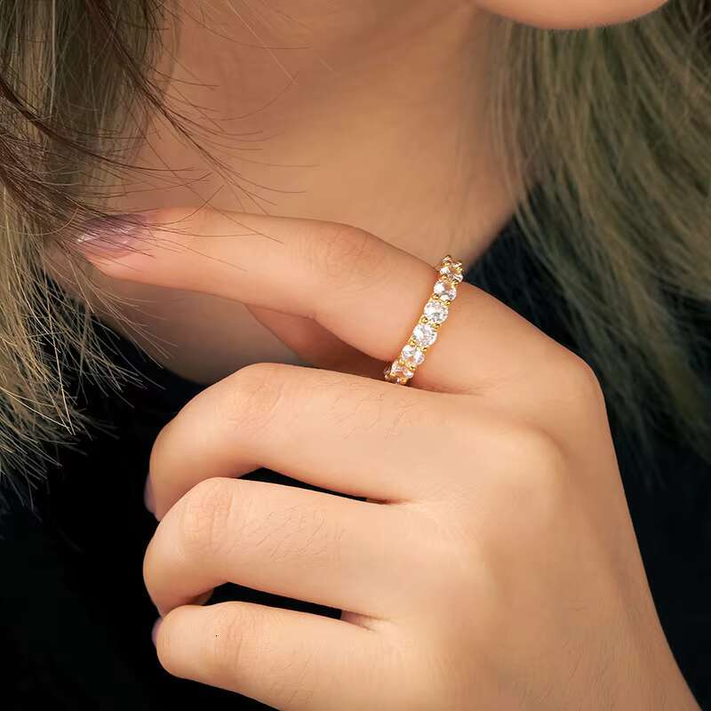 Fine Jewelry Couple Gift 925 Sterling Silver 1 Row 4mm 5mm 6.5mm VVS Moissanite Diamond Finger Ring With Certificate