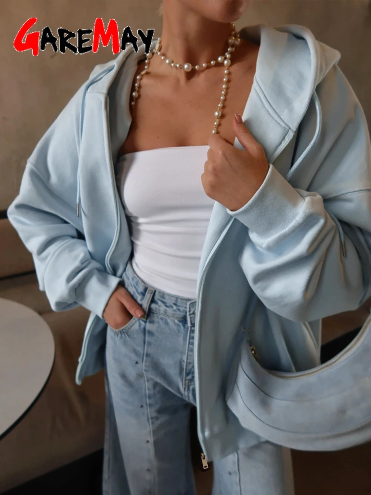 Autumn Womens Hoodie with Zipper Oversize Cotton Long Sleeve Vintage Pink Women Jacket Zip Sweatshirt with Hood 251105