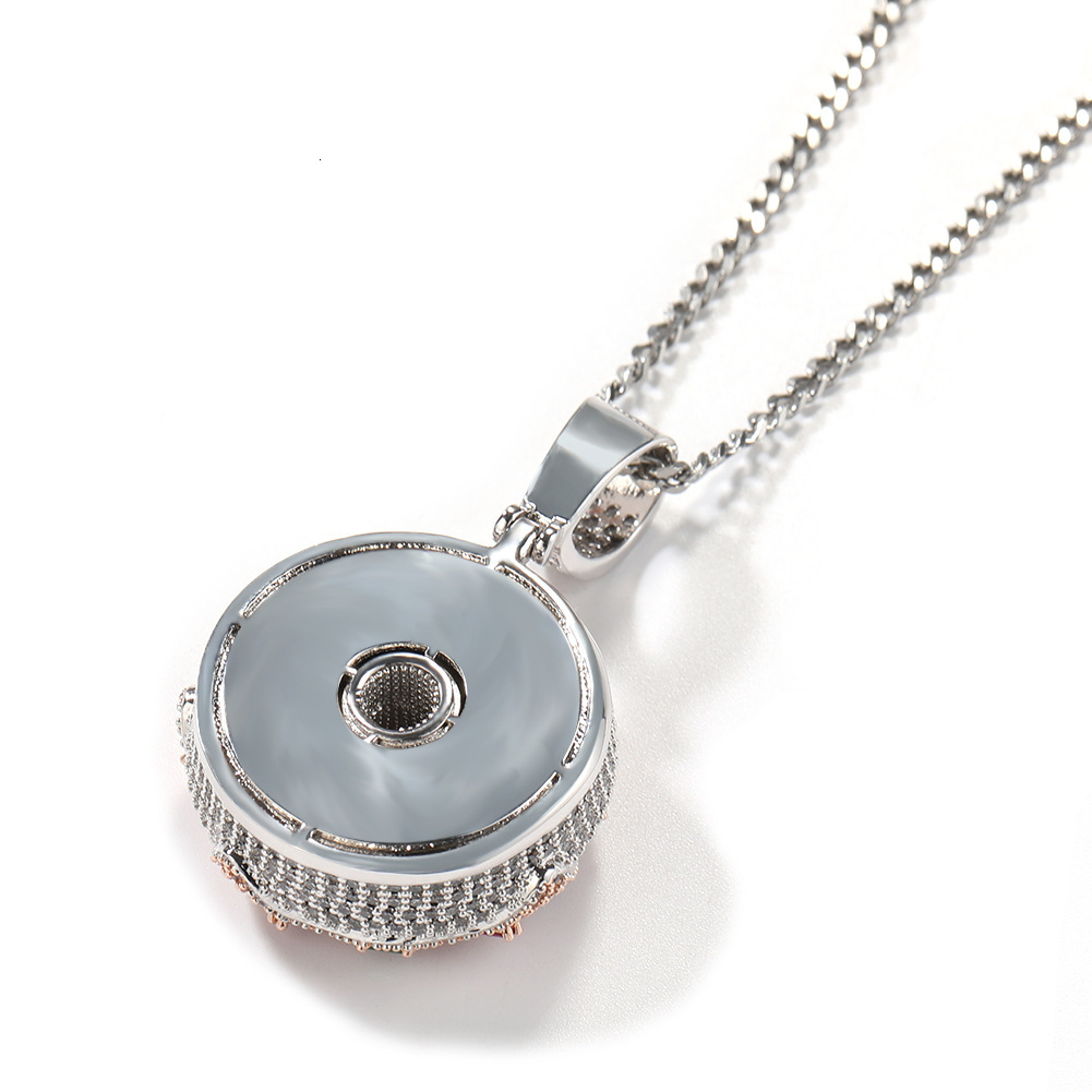 hip-hop with VVS Moissanite inlaid colorful donut pendant trendy brand necklace Instagram style fashionable and personalized jewelry