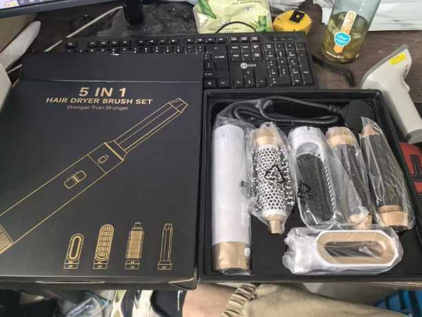 Super Air Hair Styler 5 in 1 High Speed Curling iron Hot Air Comb Set Flat Brush Hair dryer Packaged with automatic curling hair dryer