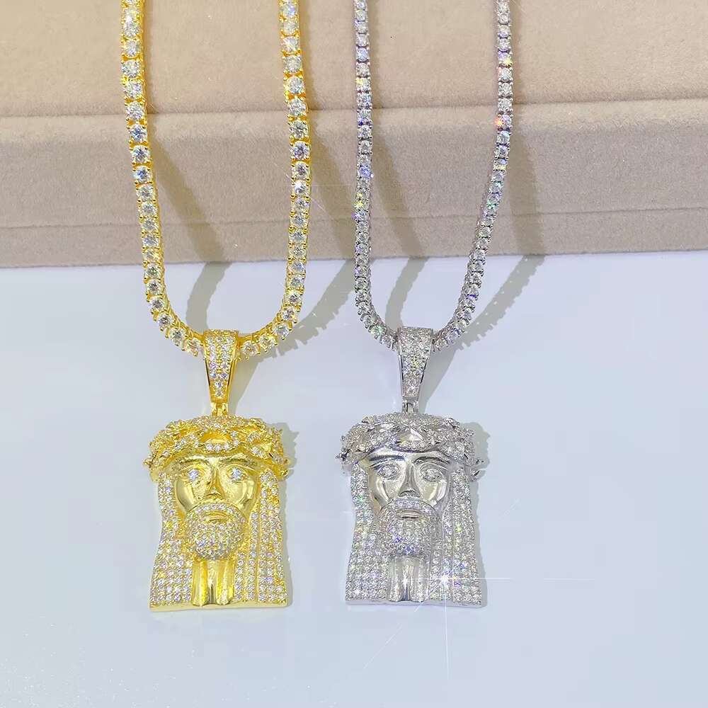 Zuanfa Factory Direct 925 Silver Jesus Head Hiphop Custom Moissanite Pendant Pave Diamond Stone Pendants