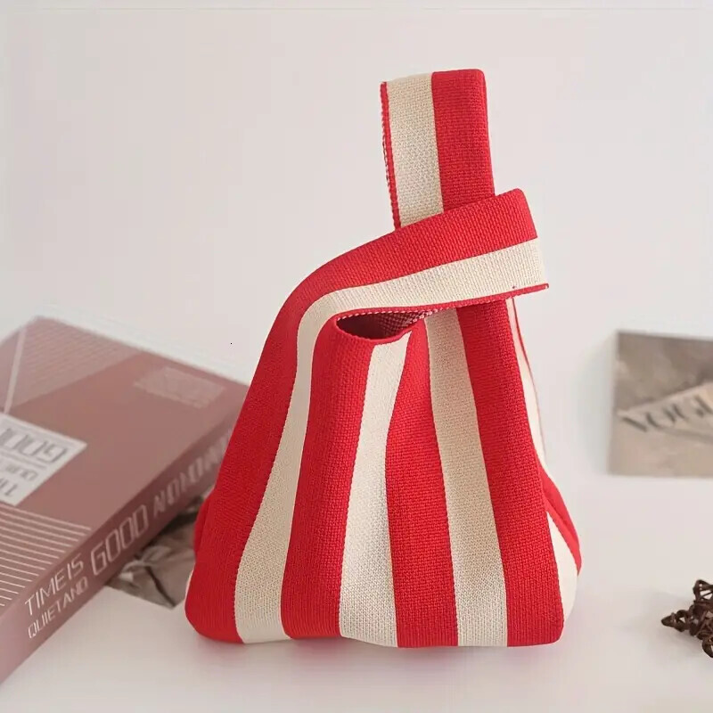 FL- Handbag Women's Knitted Wool Bucket Bag Versatile Handbag Casual Tote Bag Box Rice Bag