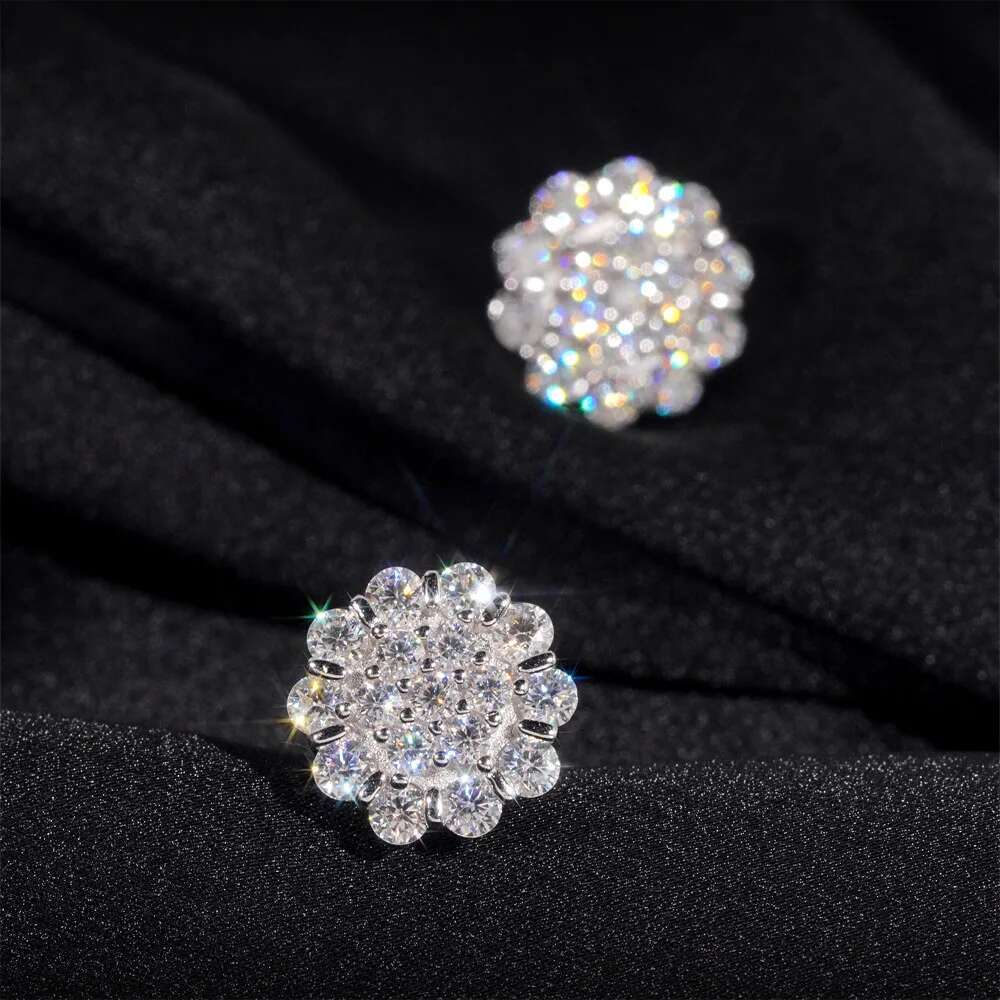 Full Moissanite D Color Diamond Womens New Earrings 925 Sterling Silver Earring Plated 18k White Gold for Men Women