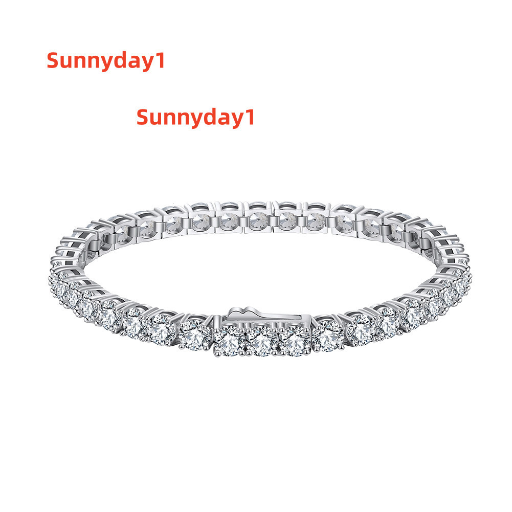 5mm 6/65/7/75/8/85 Inches White Gold Moissanite Classic Men Tennis Bracelet 925 Silver