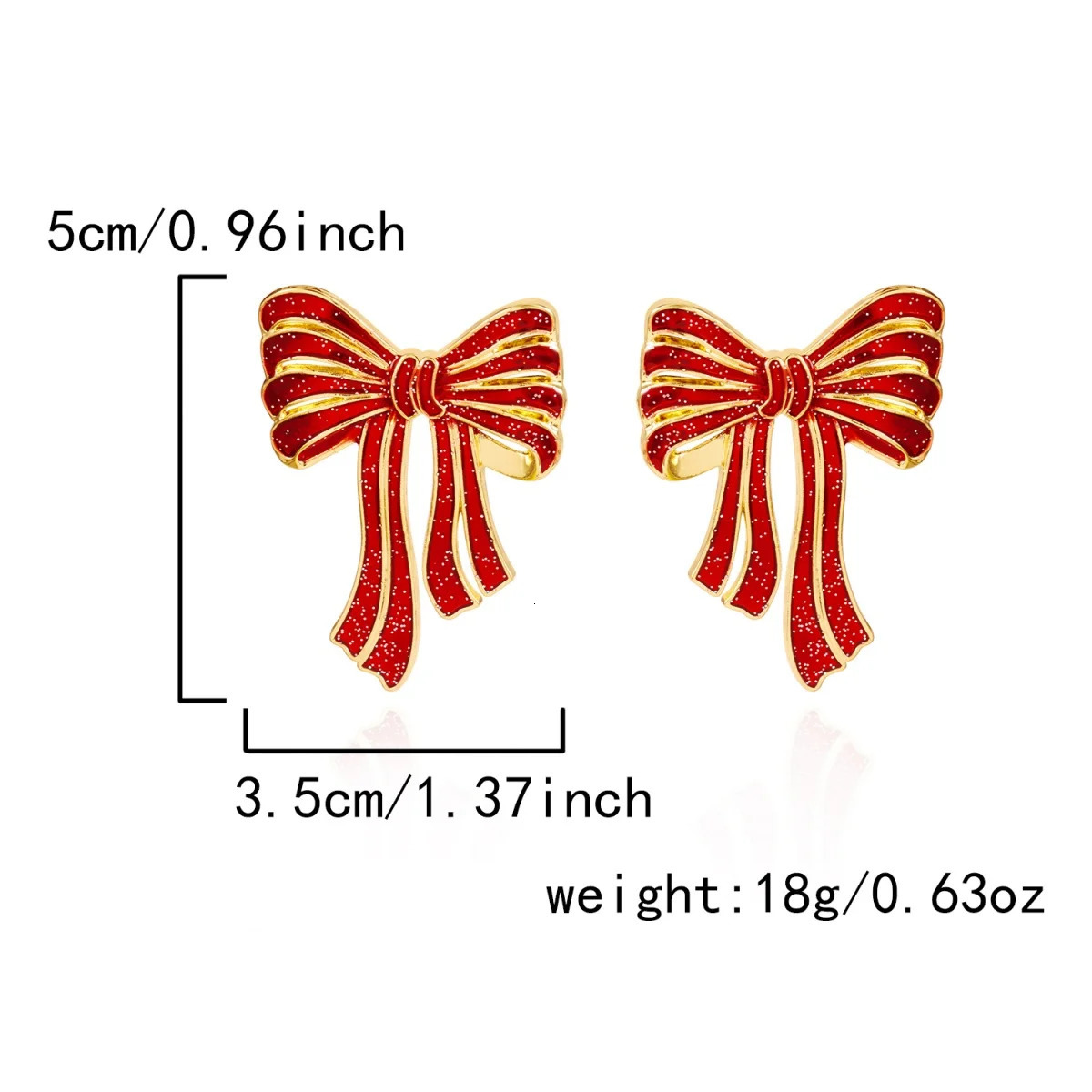 Christmas Bow Earrings Glitter Sequin Red Enamel Bowknot Stud Earring Year Festive Holiday Jewelry Party Gift For Women Men 251103