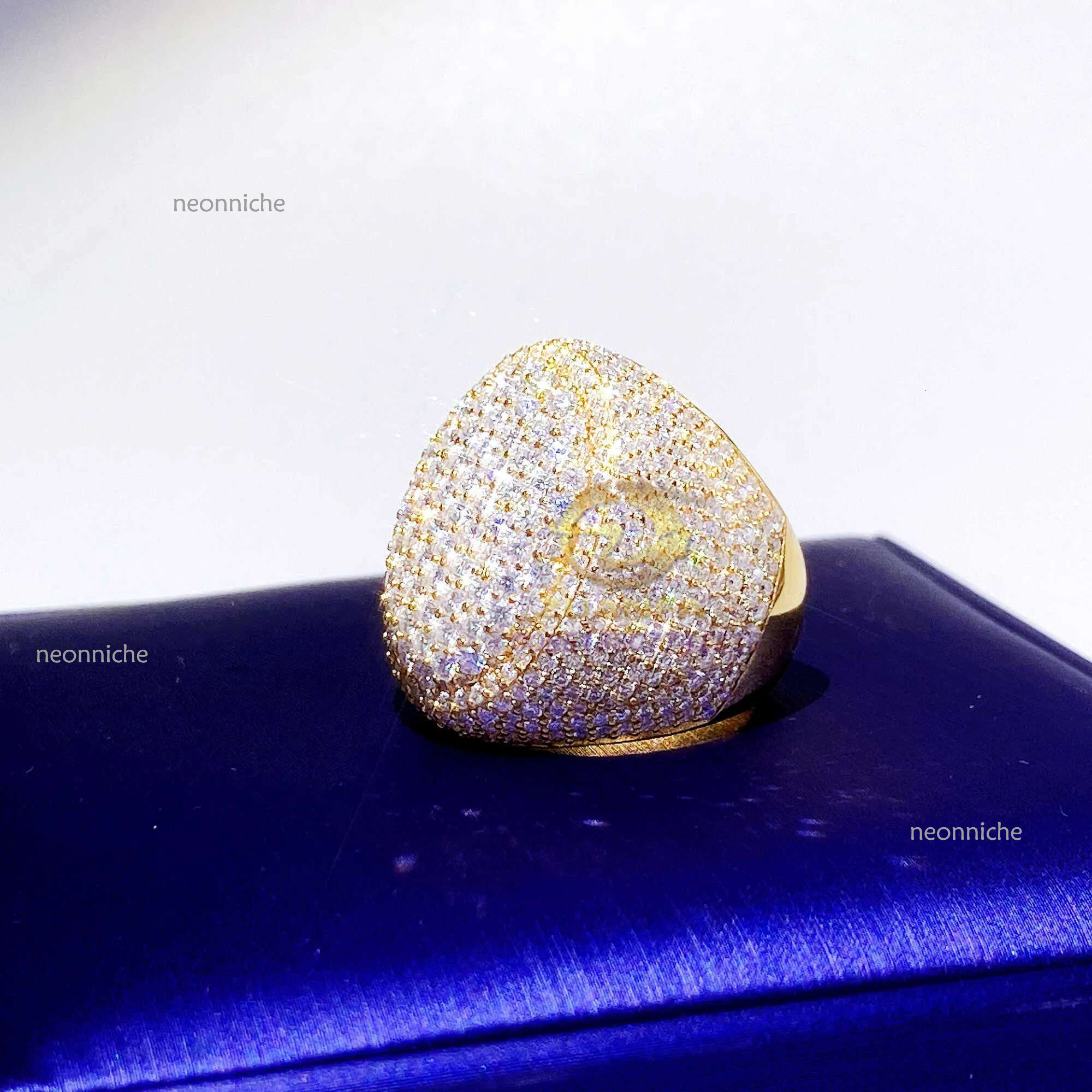 Customized Sterg Sier 10k White Gold Hip Hop Iced Out Top Quality Vvs Moissanite Men Dia Ring