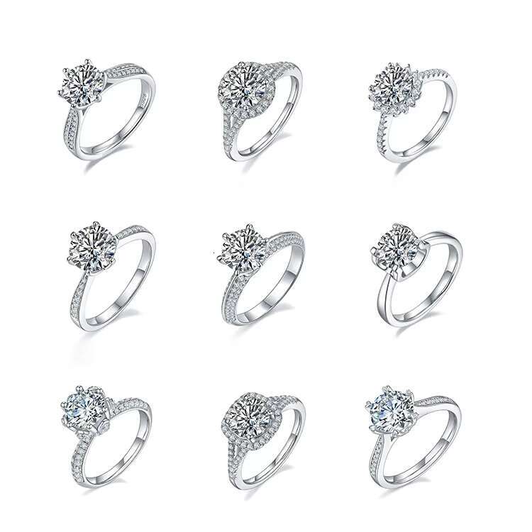 Goldleaf Jewelry Fine Jewelry Ring GRA Certificate D VVS White Color Moissanite Ring 925 Sterling Silver Engagement Ring