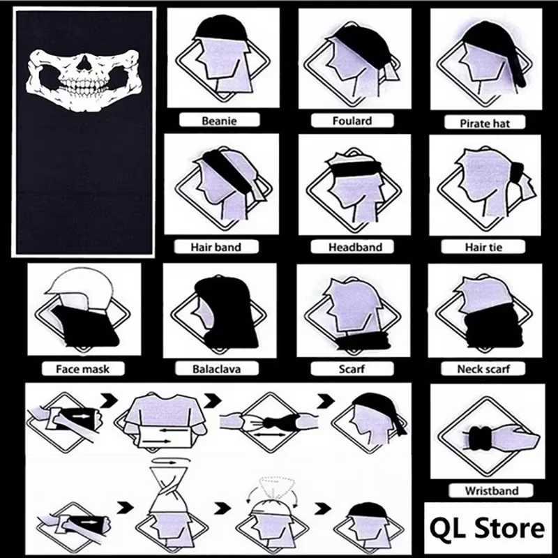 Cycling Face Mask Headwear Halloween Skull Wrap Scarf Warm Washable Headband Breathable Running Bandana Outdoor Sports Equipment S251110