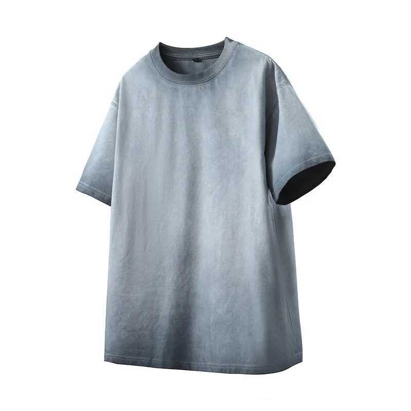 Distressed Washed T-shirt Retro Street 2025 Punk T-shirt Casual Mens Short Sleeve Hip Hop Loose T-shirt M250411