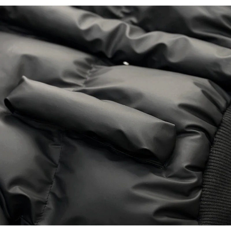 Outdoor Water-Resistant Mens Winter Short Puffer Jacket - Black Khaki/Beige M-4XL PU Leather Trim Boxy Cropped Fit 251106