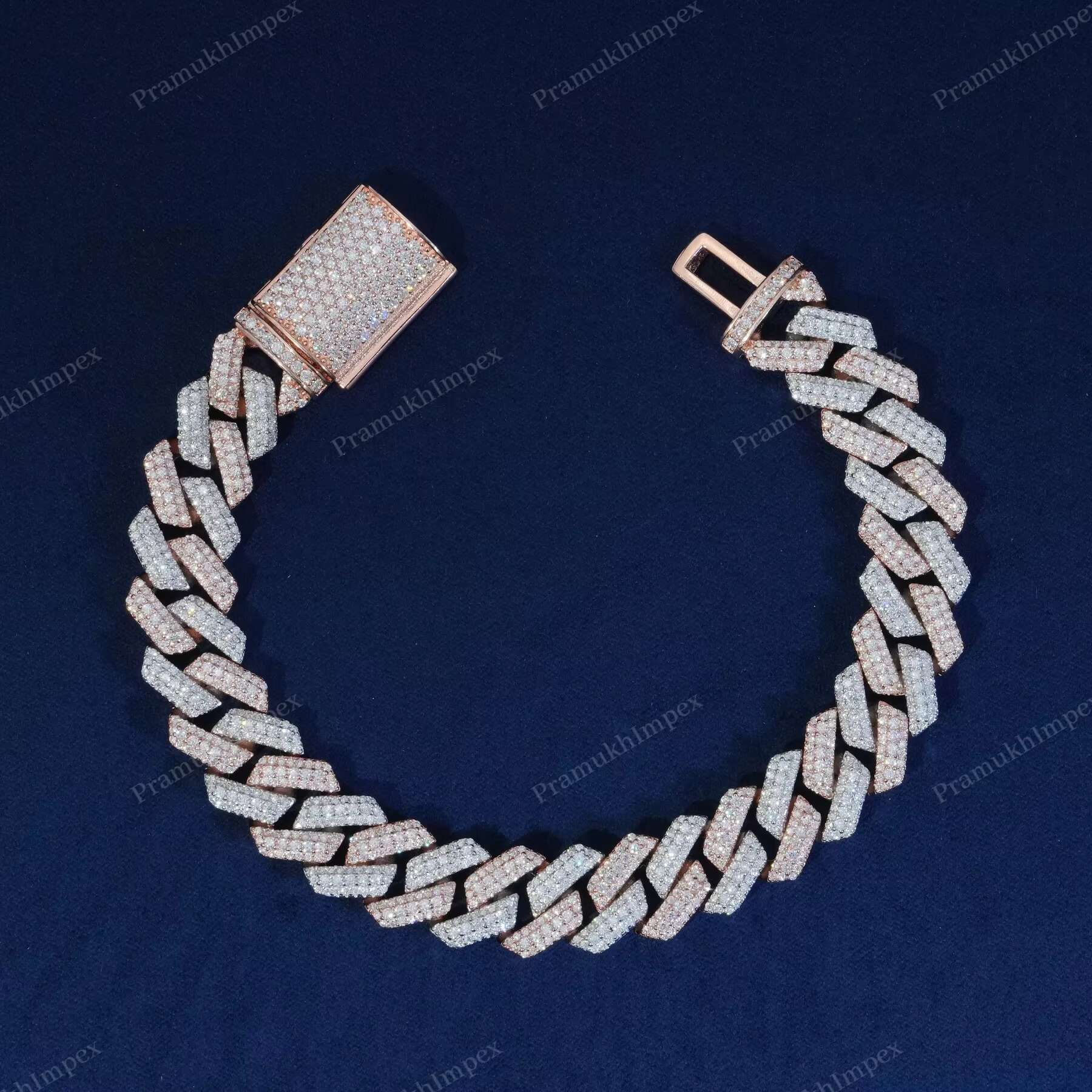 Best Hot Selling Moissanite Two Tone Square Cuban Link Manufacturer At India Pass Diamonds Tester GRA Certified Hip Hop Bracelet