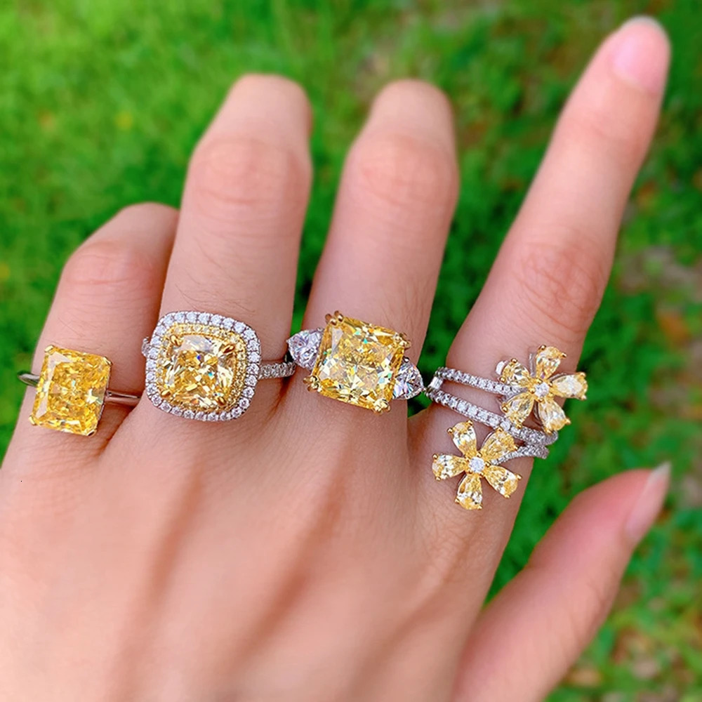 Vinregem Citrine High Carbon Diamonds Gemstone Elegant 100 925 Sterling Silver Fine Jewelry Ring for Women Anniversary Gifts 251107