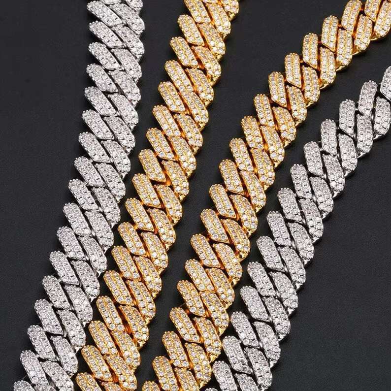 Pass Diamond Tester Cuban Link Chain Necklace 12mm Hiphop 925 Silver Moissanite Cuban Chain