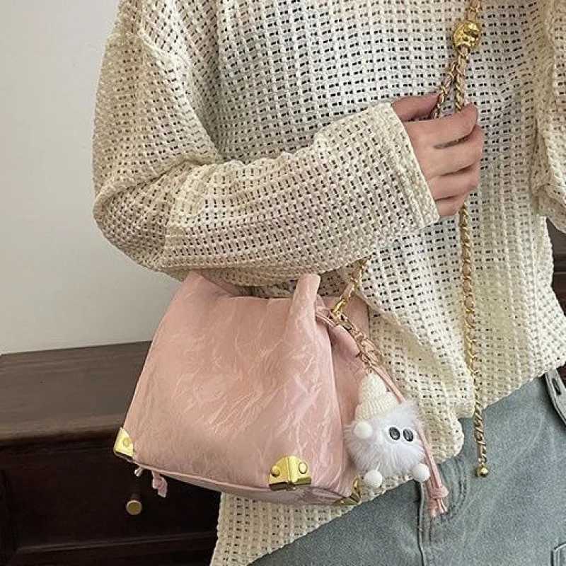 Drawstring Crossbody Bucket Bag Stylish PU Mini Shoulder Bag with Adjustable Strap for Hands-Free CarryT251110