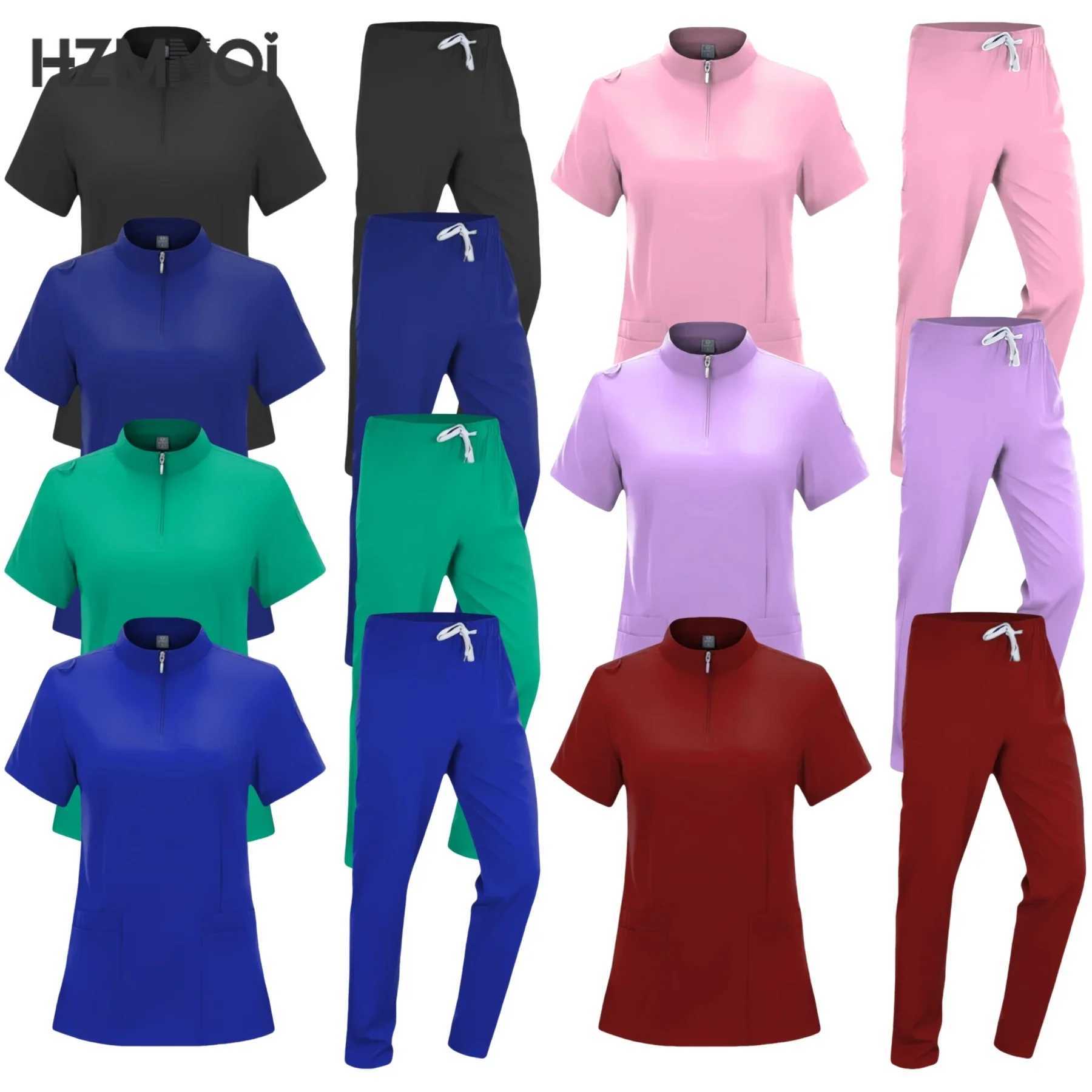 Pet Doctor Surgery Overalls Scrubs Set Medical Uniforms Stretch Scrub Tops with Pocket Pants Nurse Uniform Beauty Sn Workwear X250410