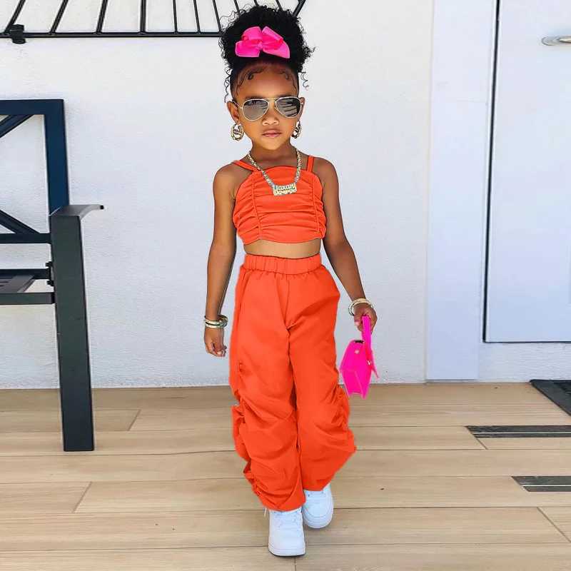 1-8 year baby and childrens summer womens sleeveless top+commodity pants 2 pieces/set childrens fashion clothing girl setXJ250410