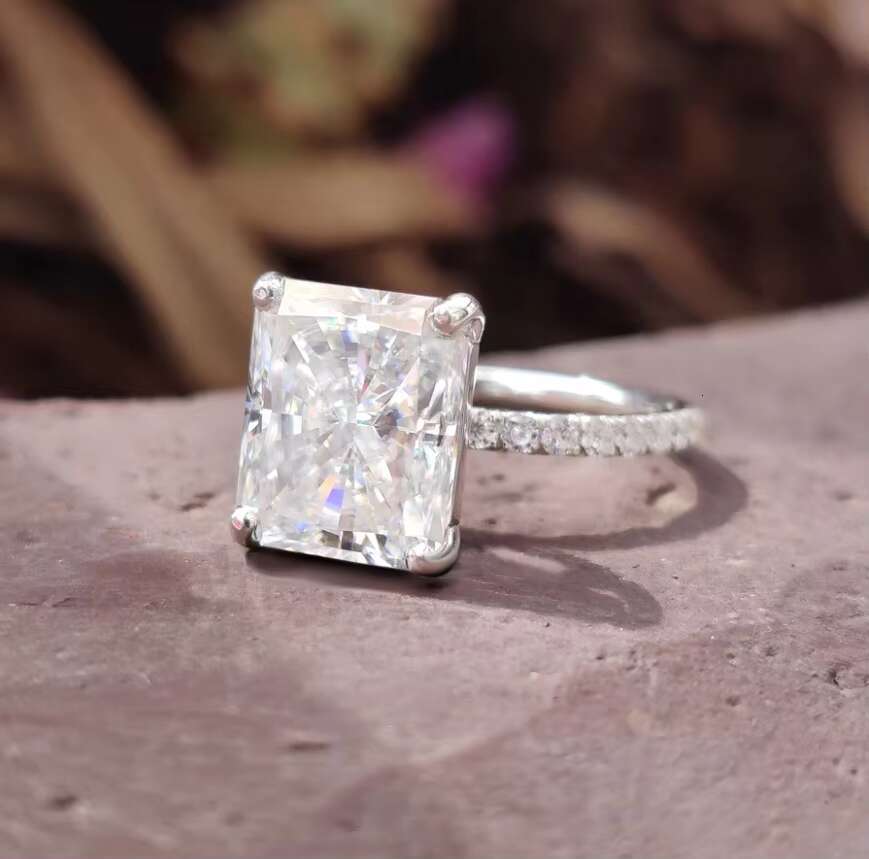 5.94 CT Radiant Cut Colorless Lab Diamond Engagement Ring Moissanite Jewelry Ring