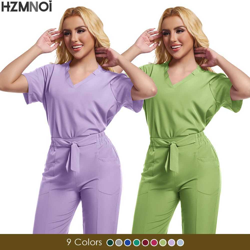 Fashion Women Workwear Scrub Tops+pant Medical Uniform Surgery Scrubs Shirt Short Slve Pet Shop Doctor Nurse Nursing Uniform X250410