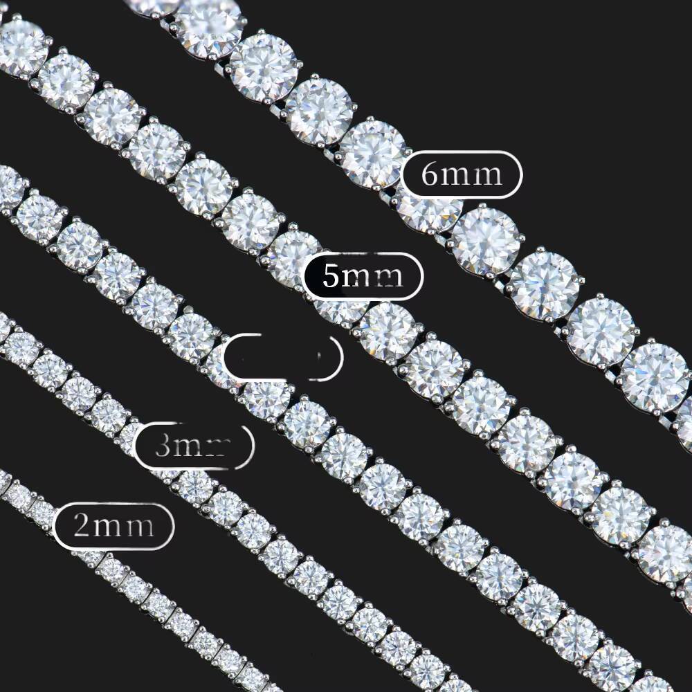 2025Custom Gra Jewelry 925 Sterling Silver Vvs Tennis Ice Out Lab Grown Diamond Mossanite Moissanite Necklace Chain for Women Men