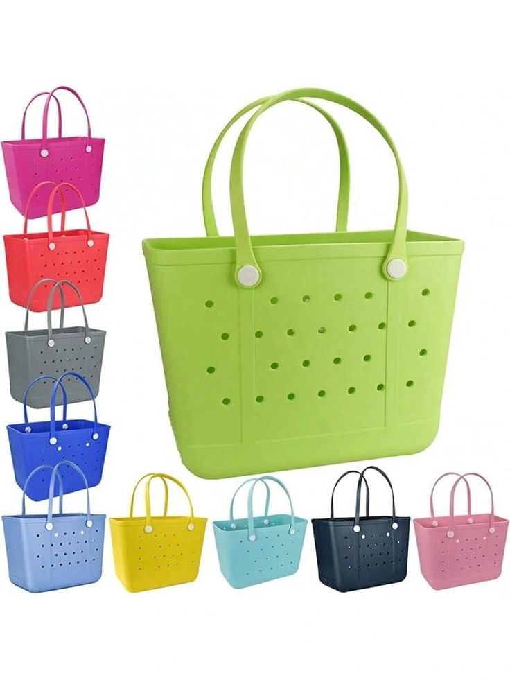XL Storage Bags Waterproof Beach Bag Solid Punched Organizer Basket Summer Handbags Large Women's Stock Gifts Bags