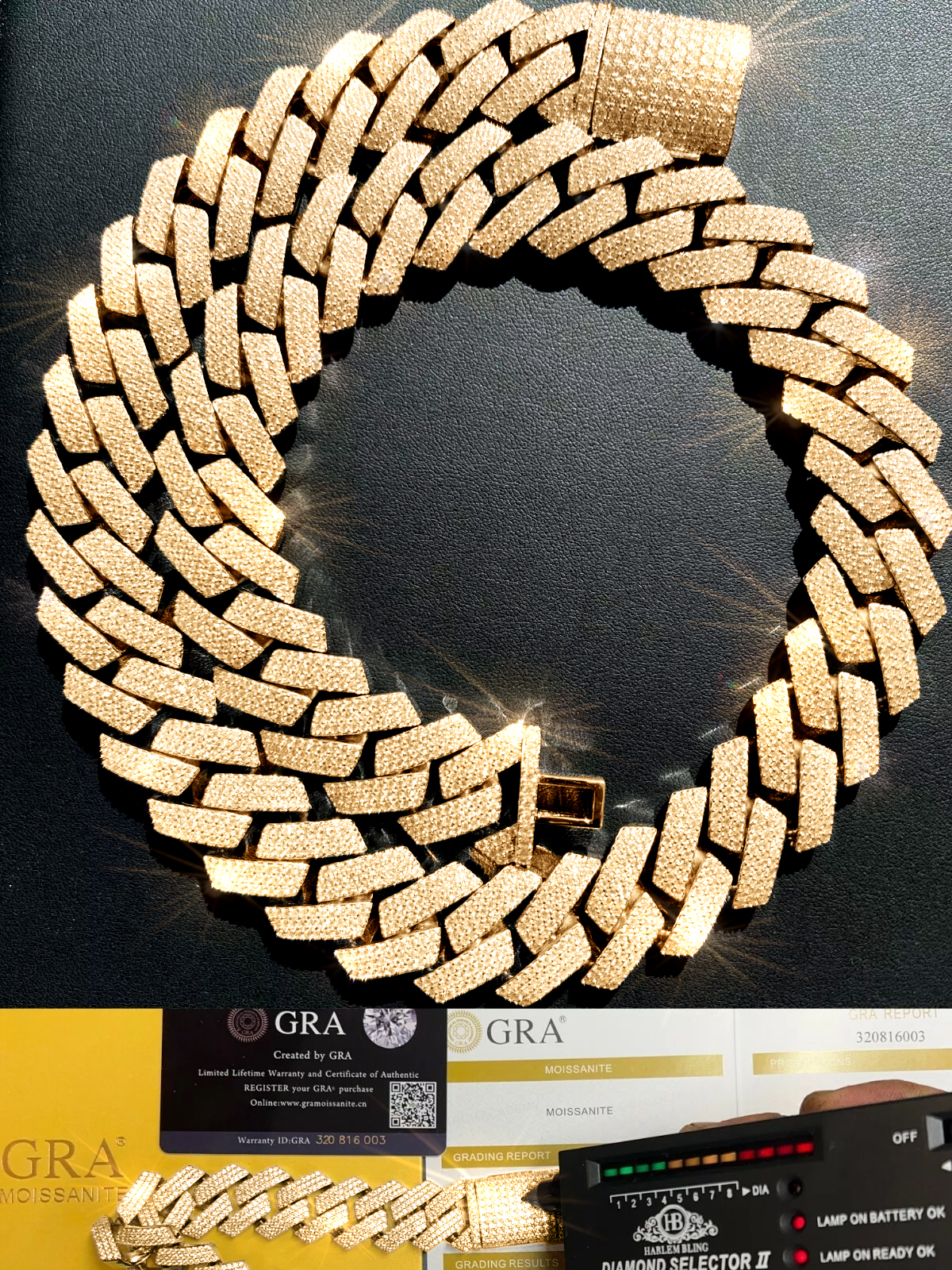 Hip Hop Inspired Men's Gold Cuban Link Necklace Featuring Moissanite - 12mm Chain