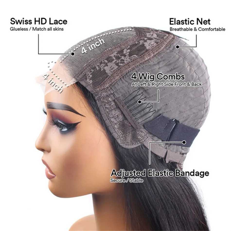Wear And Go Glueless Bob Wig Human Hair Short Body Wave Lace Front Wigs Pre Cut Brazilian Hair 4X4 Hd Lace Closure Wig For WomenT251111