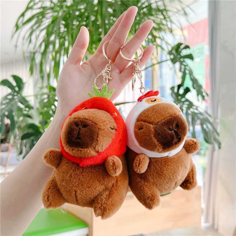 Cute Capybara Plush Keychain Backpack Pendant Toy Car Keyring Decorative Accessories Kawaii Stuffed Doll Childrens Birthday Gift W250411