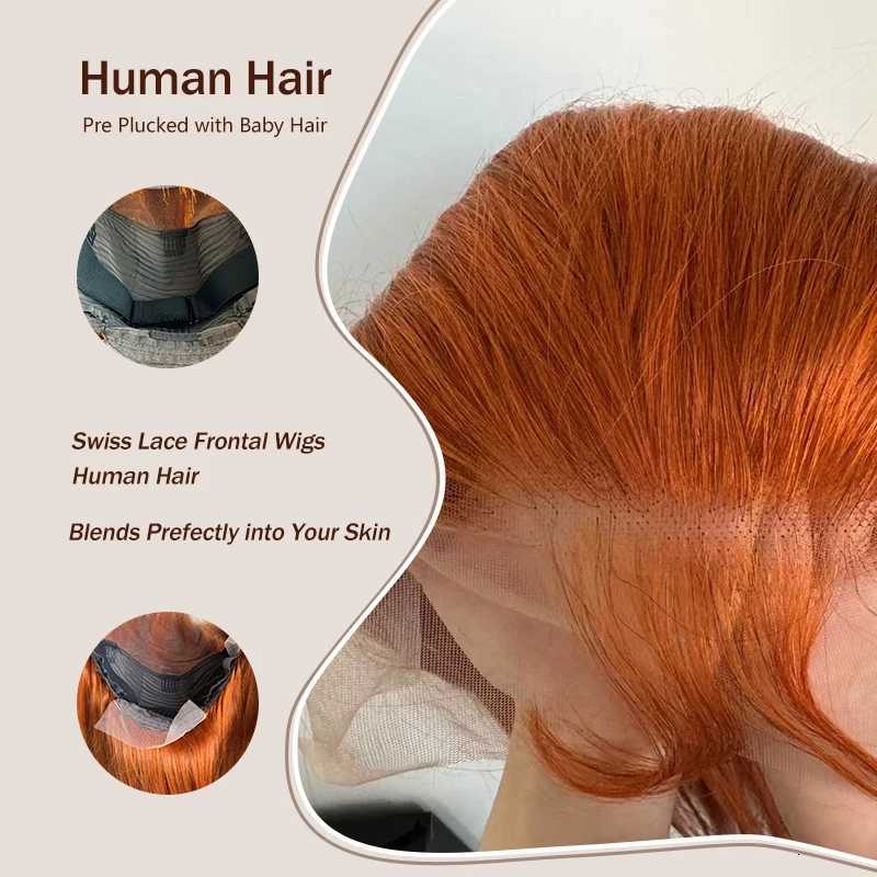 Ginger Orange 13x6 Lace Front Wigs Human Hair 200 Density Body Wave Wig 350 Colored Human Hair Wig Pre PluckedT251111