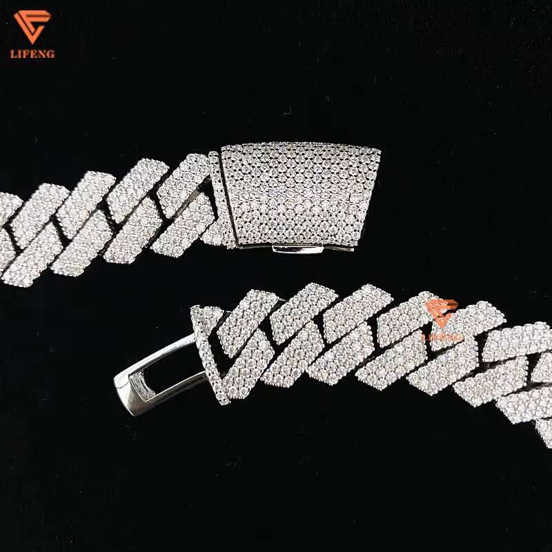 Miami Custom Luxury 15mm VVS Moissanite Necklace 925 Silver Cuban Chain Link 18k White Gold Plated Hip Hop Style Ice Diamond