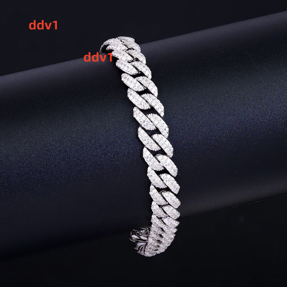 XINGYUEGEM Wholesale 8MM 7in Full Diamond Chain Link 925 Sterling Silver Cuban Mossianite Bracelet Fine Jewelry Bangles for Gift