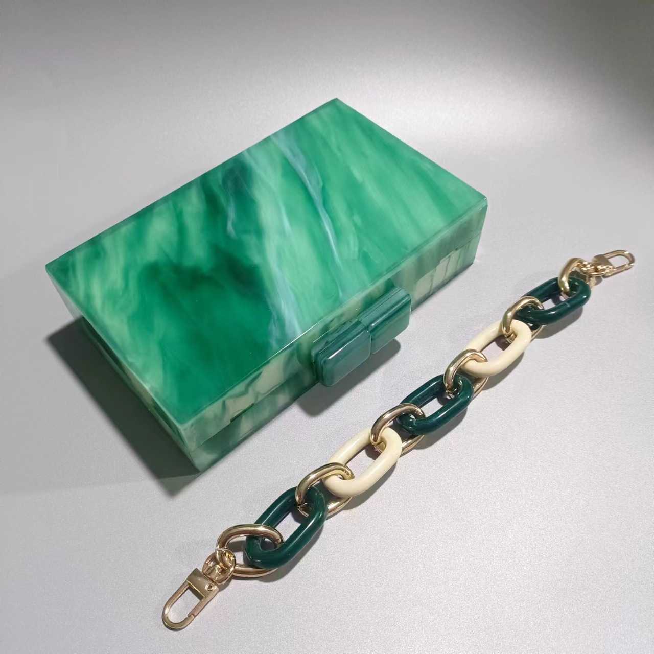 Womens New Colorful Acrylic Dinner Bag Single Shoulder Oblique Cross Wedding Banquet Handheld Bag Chain Bag