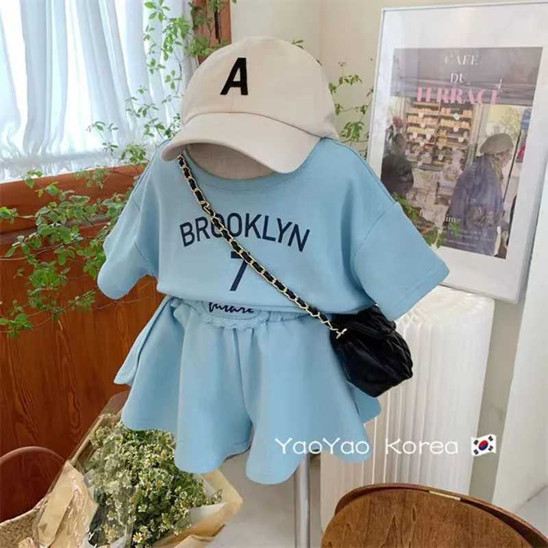 Childrens Girls Summer Set Fashion Summer Latest Childrens Short sleeved T-shirt Two piece Baby Clothing Childrens ClothingXJ250410