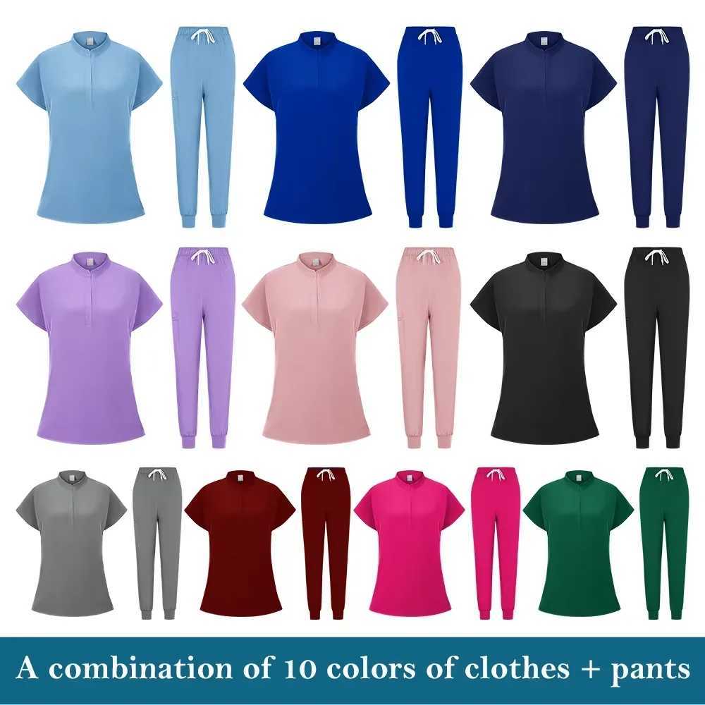 Hospital Medical Uniforms Doctor Nurse Accessories Women Casual Short Slve Jogger Suits Dental Lab Pharmacy Workwear Tops Pant X250410