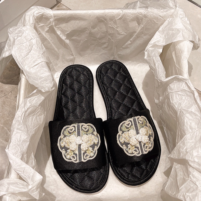 New free delivery summer fashion new Chinese flat bottomed home cool mop light black red designer women sizes 35-40