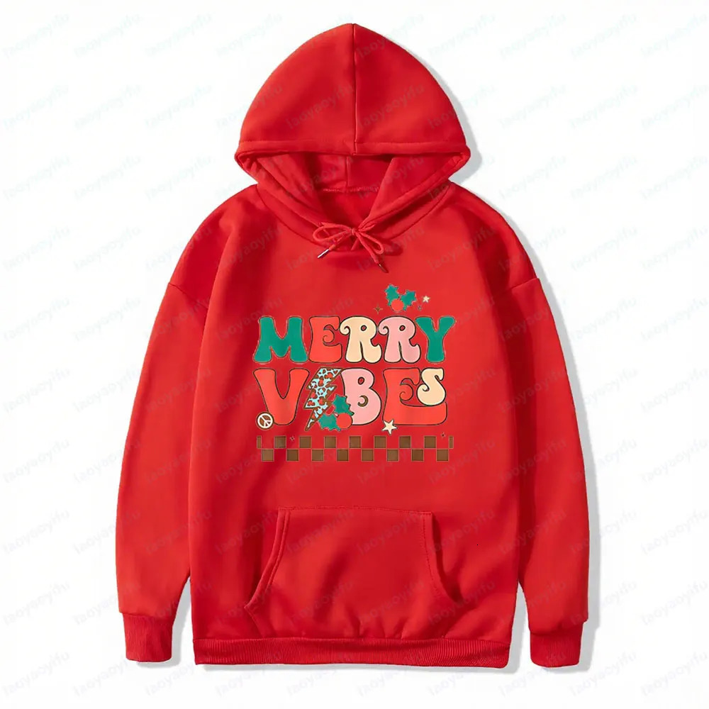 Christmas Merry Vibes Sweatshirt Christmas Matching Family Hoodies Holiday Men Women Boy Girl Tops Santa Claus Casual Clothing 251105