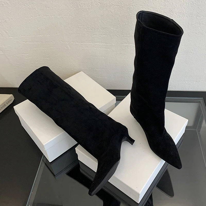 Liyke Autumn Winter Sexy Women Knee-High Boots Street Style Pointed Toe Thin Low Heels Cowboy Ladies Shoes Long Botas De Mujer 251110