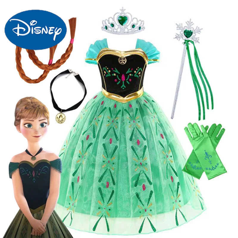 Disney Disney Frozen Dress Girl Green Fancy Birthday Party Dress Childrens Role Play Anna Princess Dress Carnival Party Childrens DressXJ250411