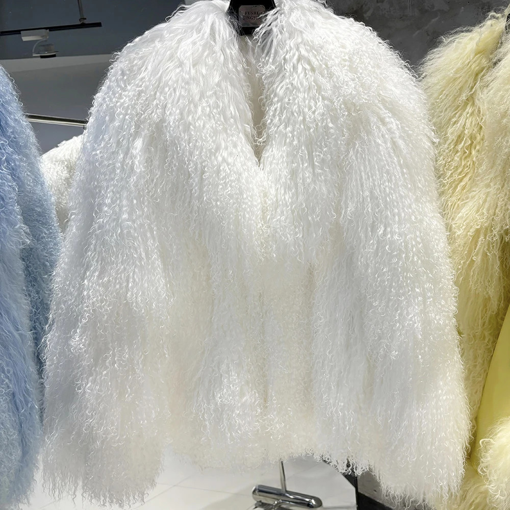 YOLOAgain Womens Real Mongolia Sheep Fur Jacket Dark Brown Sheep Fur Jacket 251105