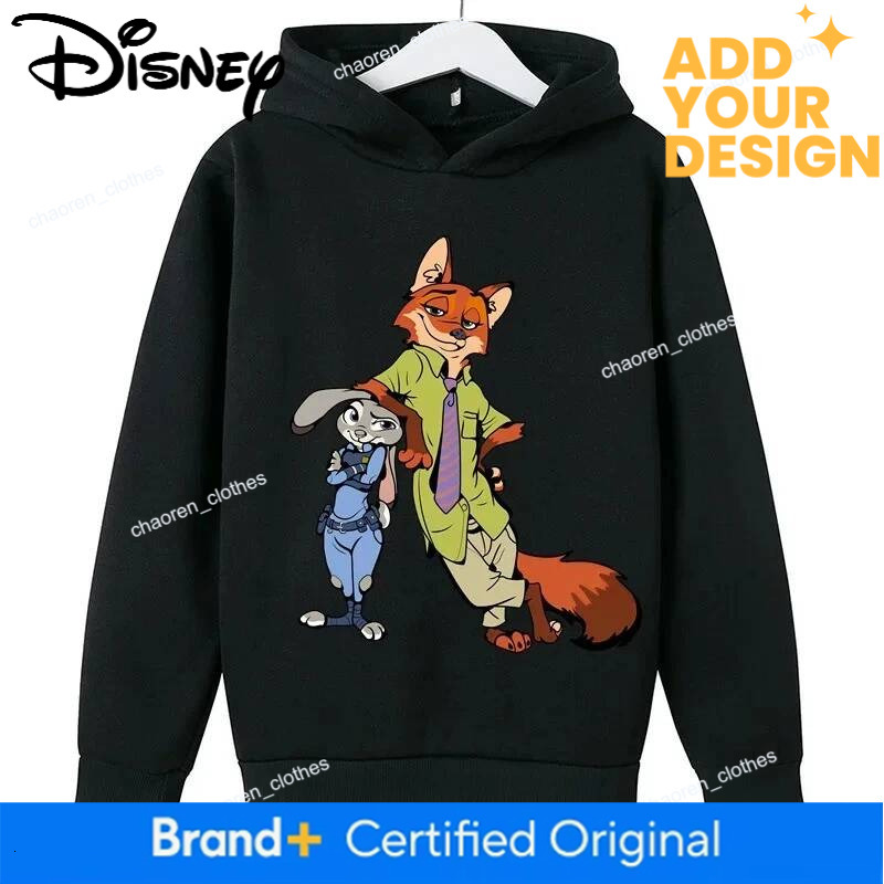 Disney Zootopia Fashionable Children's Clothing, Disney Zootopia, Judy Nick Hoodie, Sweatshirt, Casual Street Style, Pullover Hoodie