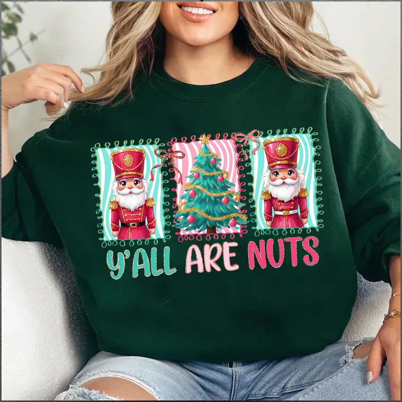 Funny Nutcracker Merry Christmas Sweatshirts Coquette Preppy Christmas Trees Hoody Xmas Sublimation Keep Warm Tracksuit Pullover 251105