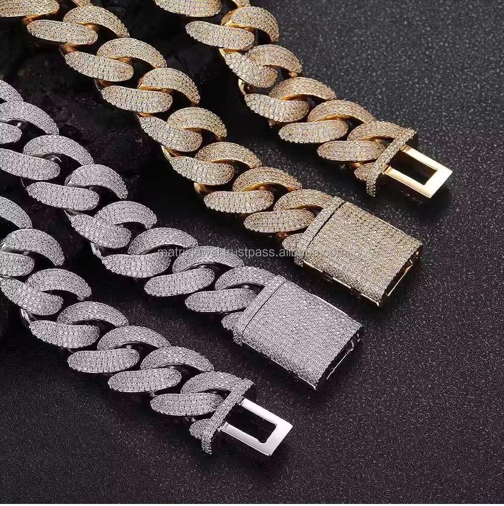 Exclusive Hip Hop Fashion Trendy 12mm Vvs Round Moissanite Diamond Cuban Link Chain at Best Prices From India