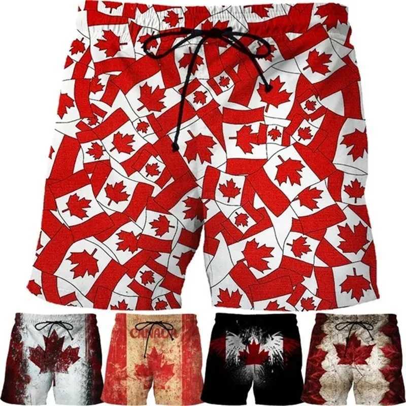 Summer leisure vacation beach shorts 3D printed Canadian flag graphic surfboard shorts mens swimming truss beach suitW250410