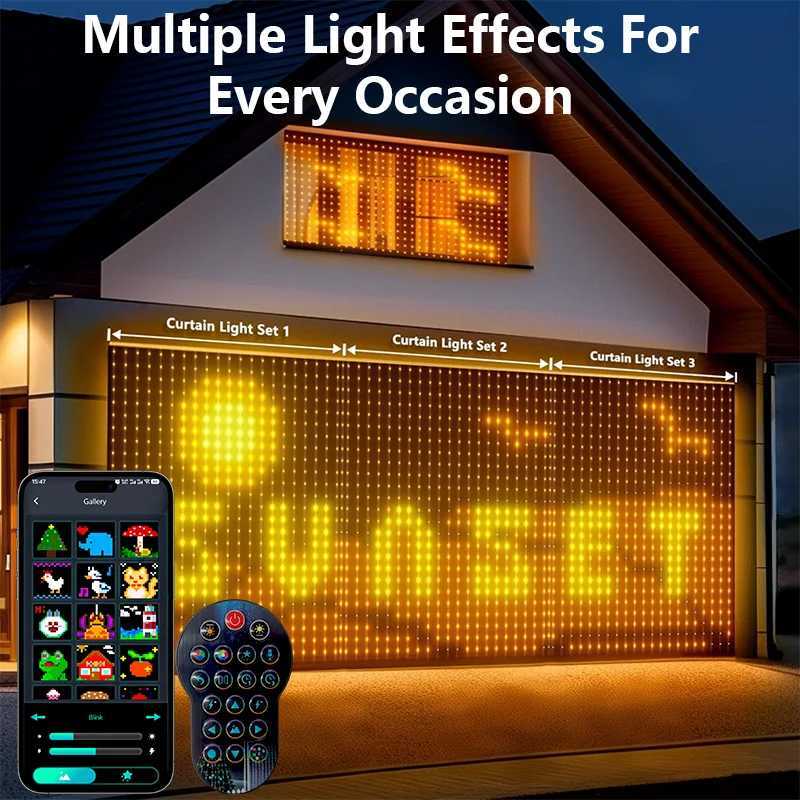 Christmas Smart RGBIC Curtain Lights LED Fairy Light Dynamic DIY String Lights APP Control for Indoor Outdoor Bedroom Window Party Decor Y251111