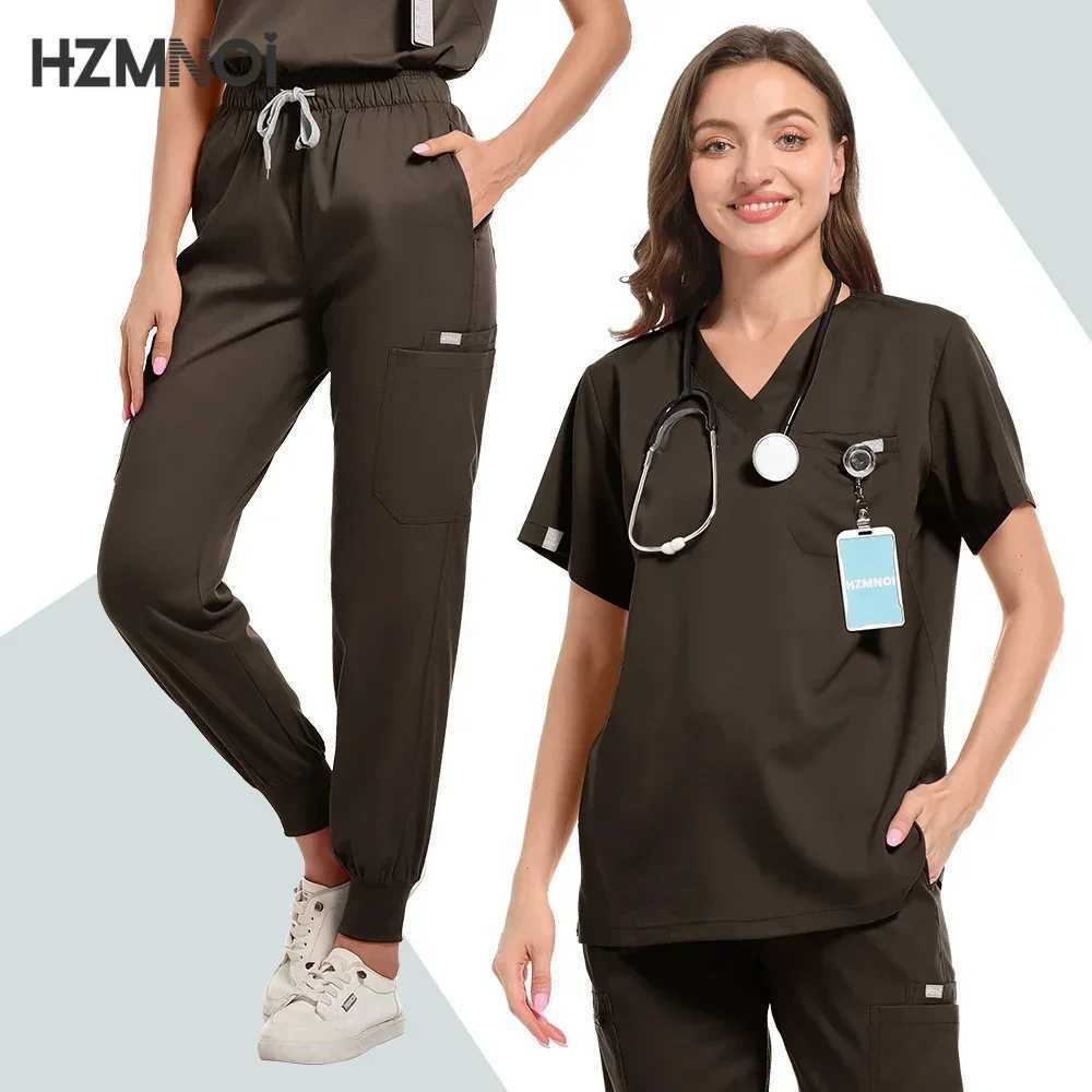 Nursing Medical Uniform Short Slved Top Pants High Quty Nurse Uniform Women Beauty Sn Pharmacy Work Sets Cleaning Scrubs X250410