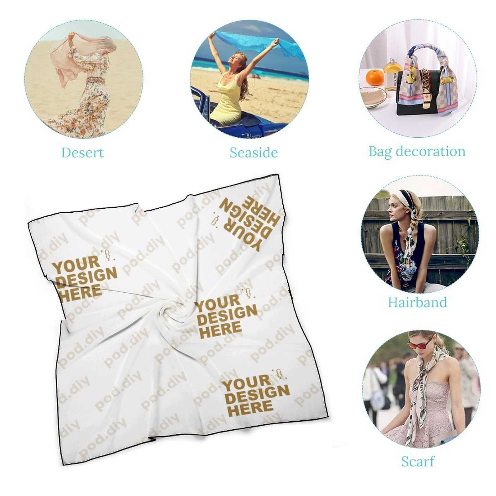 POD.DIY Women's Original Design Scarf lady Scarf Classic Letter Pattern Custom Shawl/Scarf Easy to Match Soft to the Touch Size 68*68cm