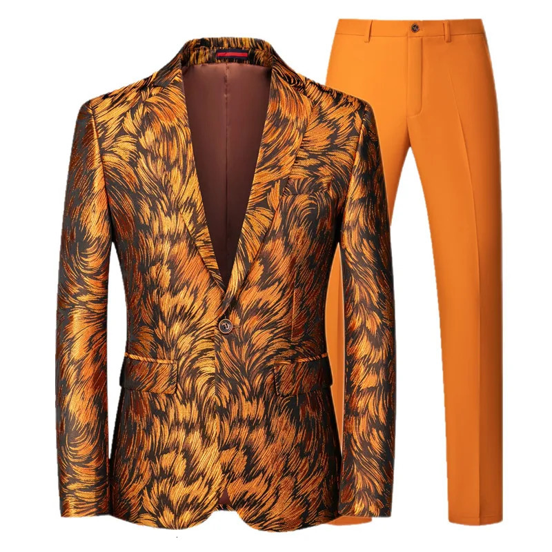 Blazer Pant Classic Groom Wedding Party Suits Fashion Men Business Social Stage Performance Slim Fit Jacquard 2 Piece Set 251107